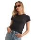 Women's Lexi Rib Sun-In Crew Tee - Faded Black