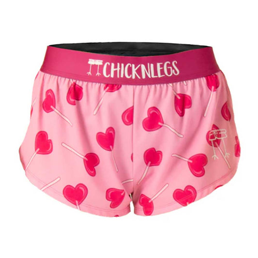 Women's Luv Pops  1.5" Split Shorts - Heart Lollipops