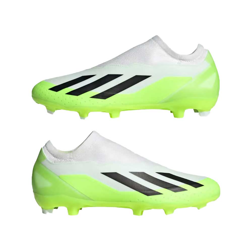 Unisex X Crazyfast .3 Laceless FG Soccer Cleat - Cloud White / Core Black / Lucid Lemon- Regular (D)