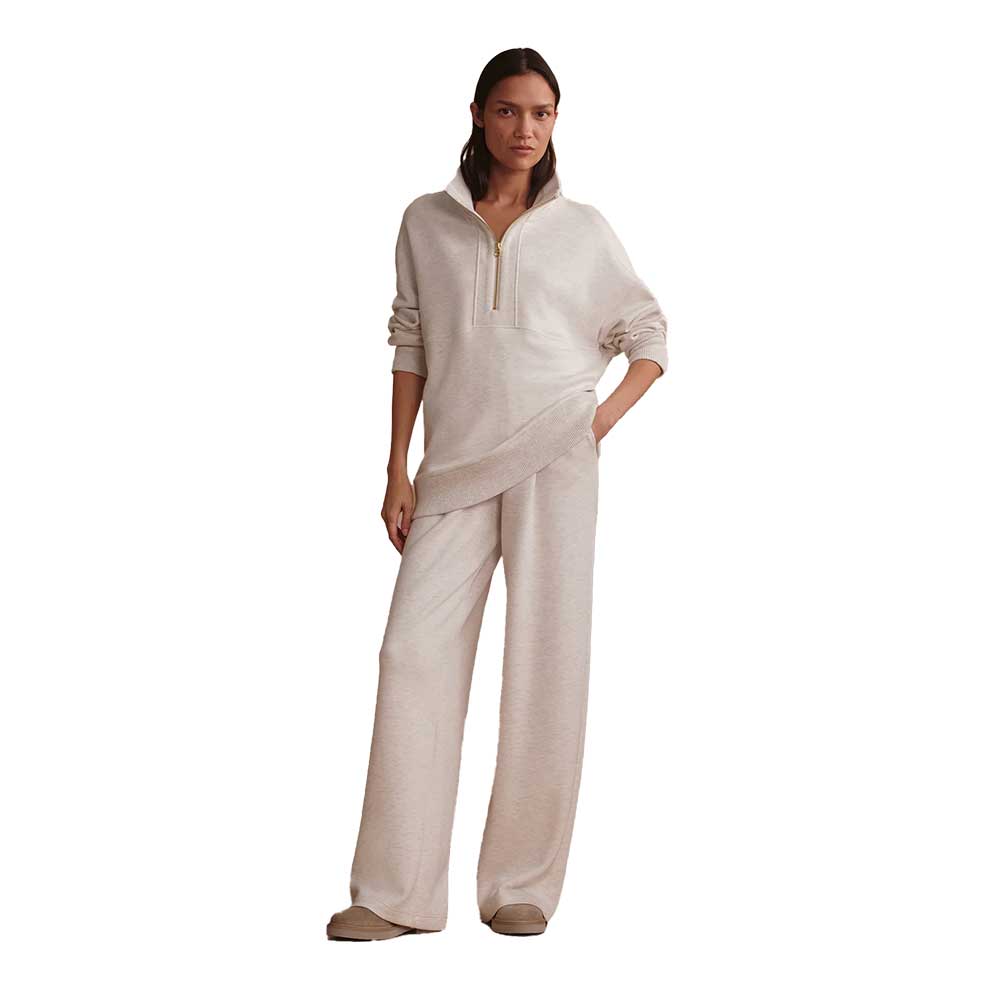 Women's Molly Half Zip Longline Sweat - Ivory Marl
