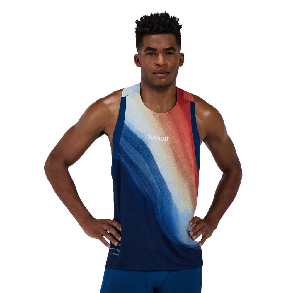Men's Lightweight Drift Graphene Racing Singlet - Rusted Apricop/Ink Blue Multi Print