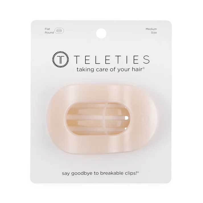 Flat Round Hair Clip Medium - Almond Beige