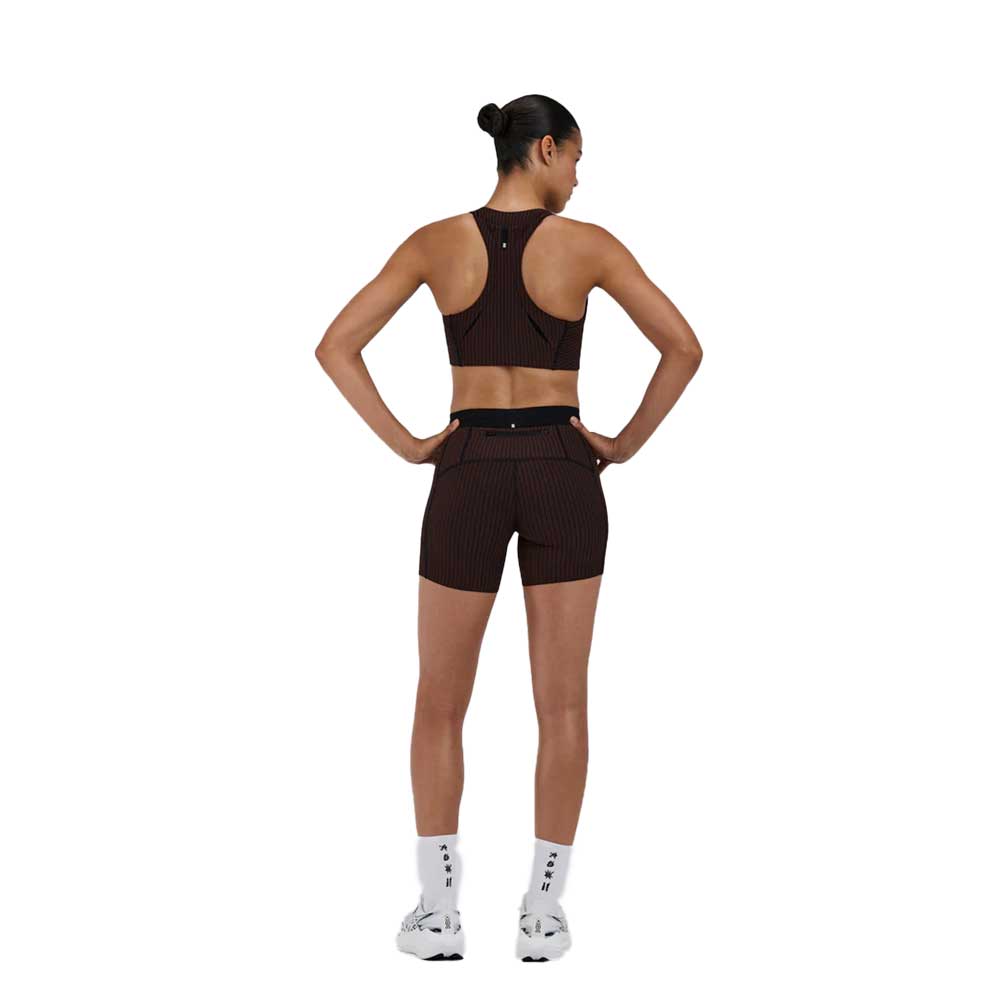 Women's Varigated Stripe Cadence Longline Bra - Cacao/Bandit Black