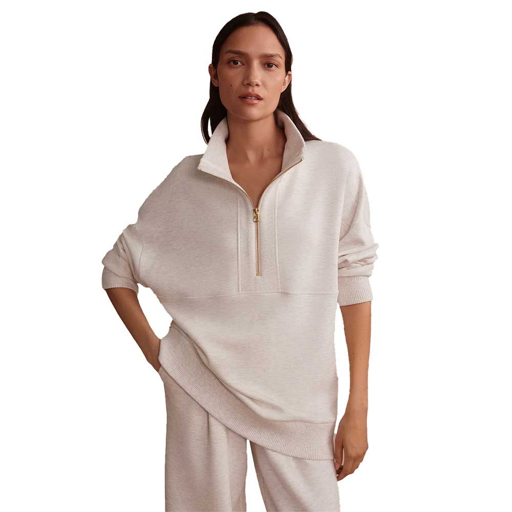Women's Molly Half Zip Longline Sweat - Ivory Marl
