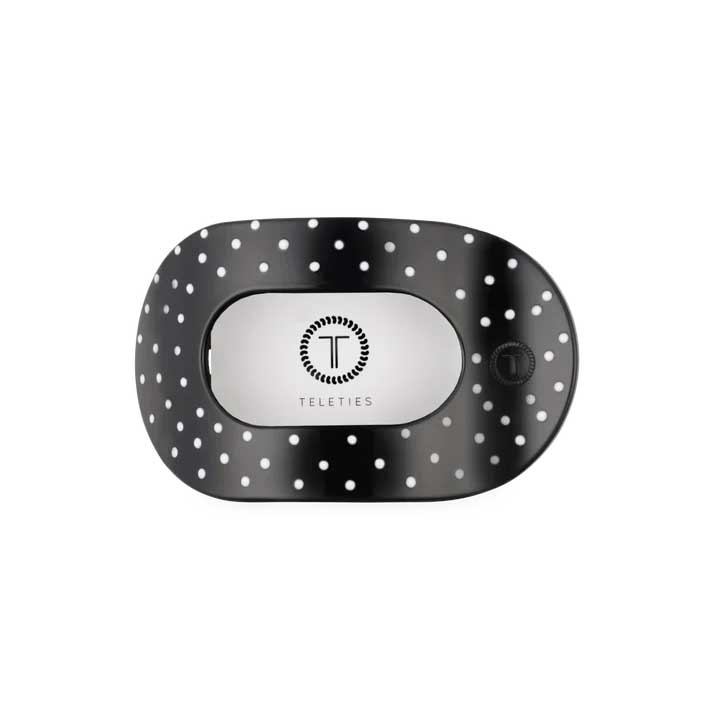 Flat Round Hair Clip Medium - Black Polka Dot Party