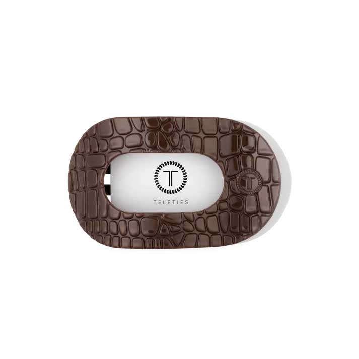 Flat Round Hair Clip Medium - Brown Crocodile