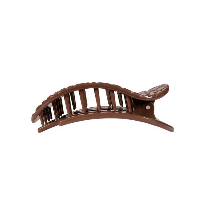 Flat Round Hair Clip Medium - Brown Crocodile