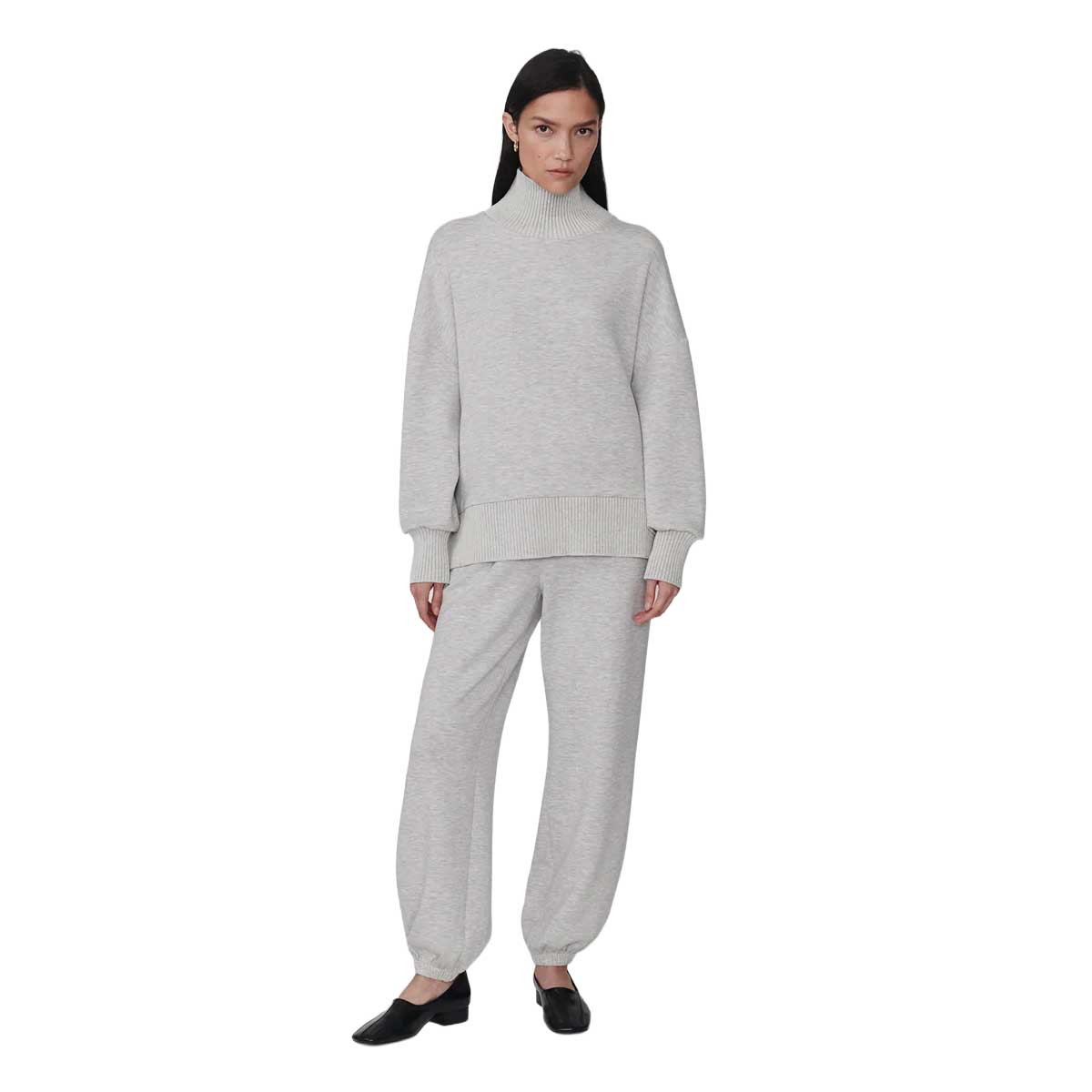 Women's Barker High Neck Sweat - Light Grey Marl