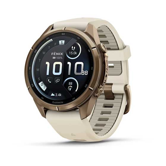 fenix 9 Pro, 43mm - Autumn Gold Titanium with Cream/French Gray Silicone Band