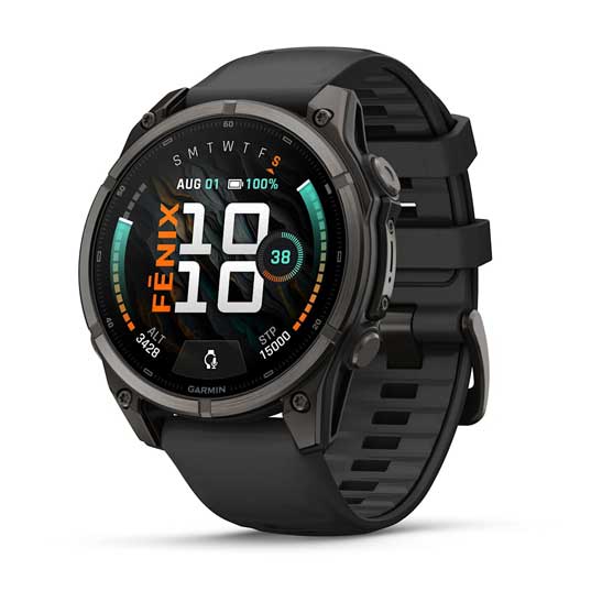 fenix 9, 47mm - Carbon Gray DLC Titanium with Black Silicone Band
