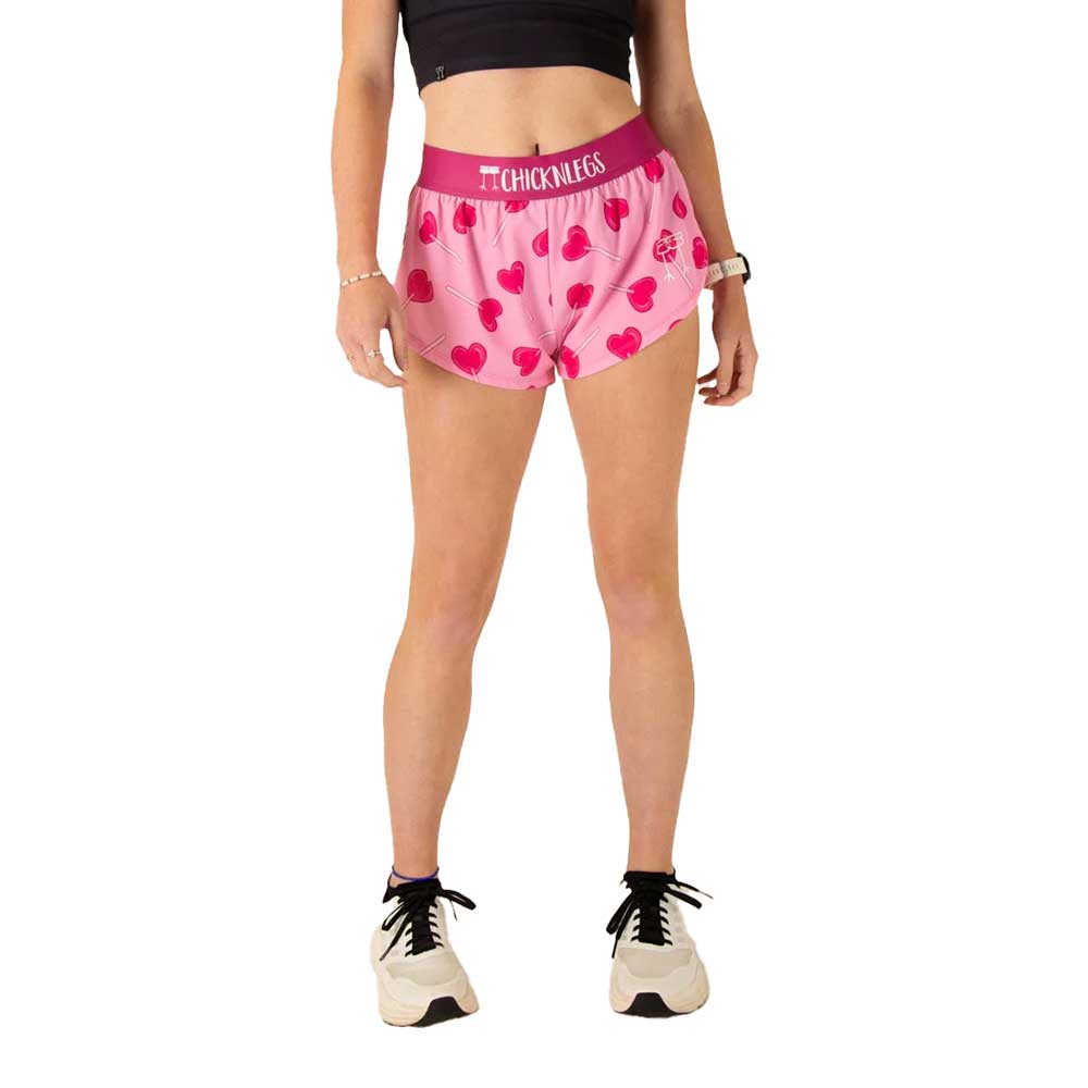 Women's Luv Pops  1.5" Split Shorts - Heart Lollipops