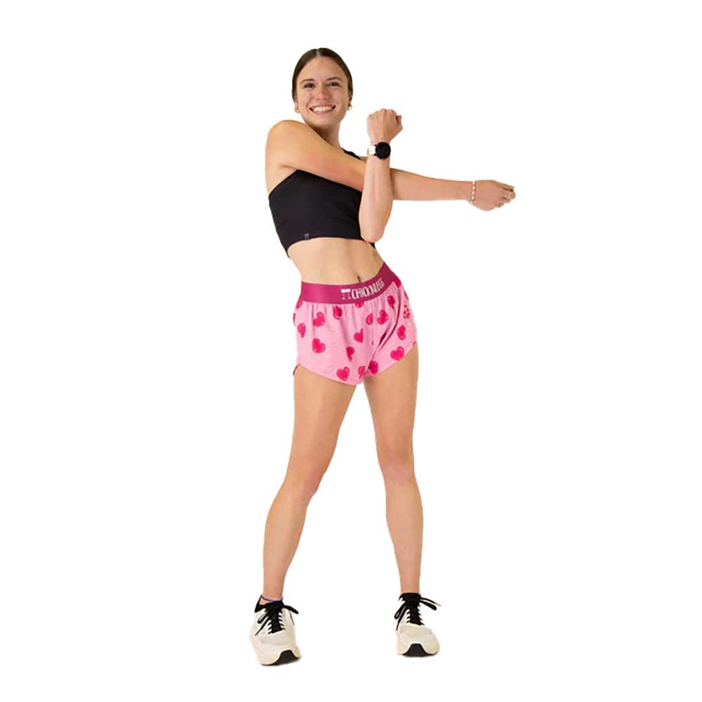 Women's Luv Pops  1.5" Split Shorts - Heart Lollipops