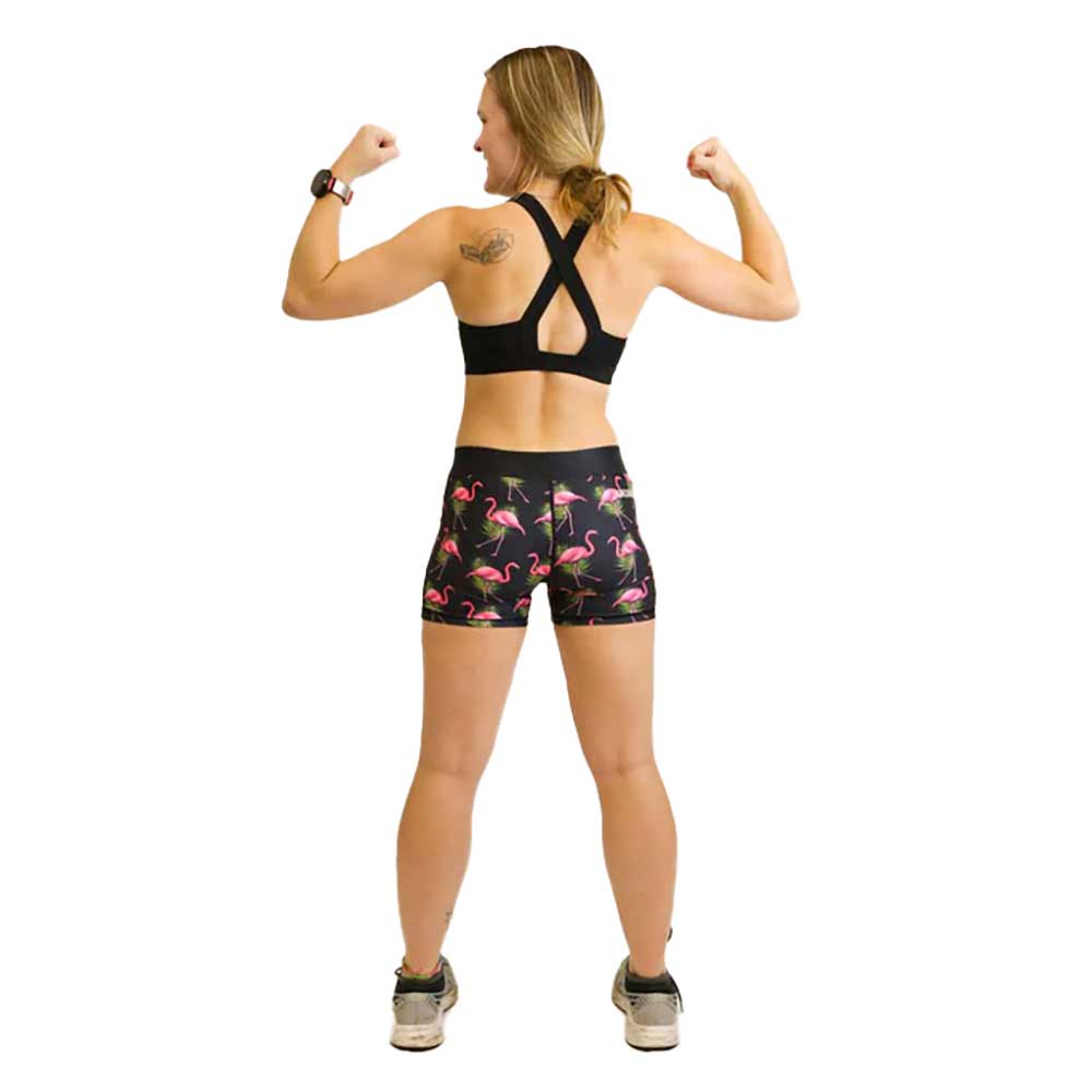 Women's Flamingo 3" Compression Short - Black Flamingo