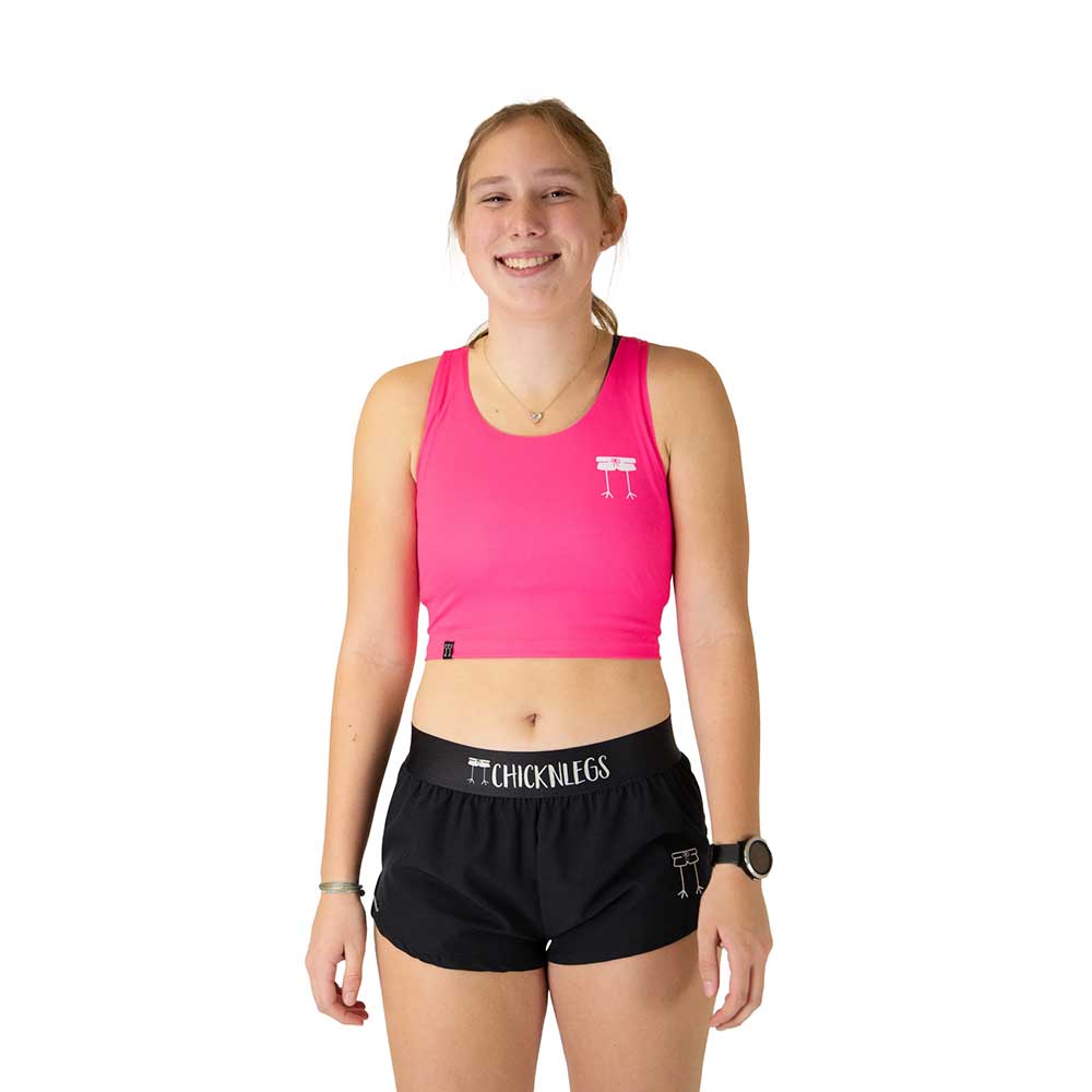 Women's Neon Pink PWR Crop Top - Neon Pink