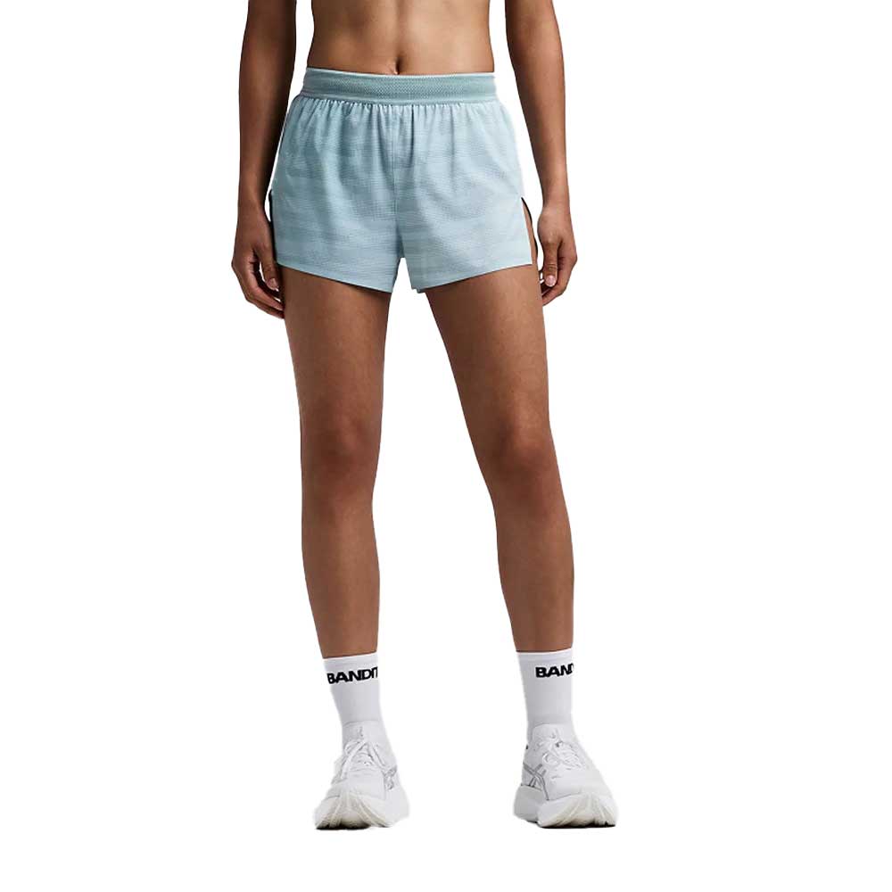 Women's Split Shorts - Uneven Horizontal Gradient Lagoon/Mist