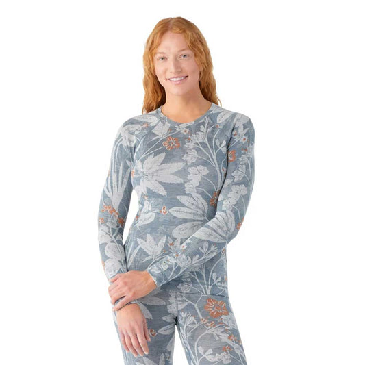 Women's Classic Thermal Merino Base Layer Crew - Winter Sky Floral