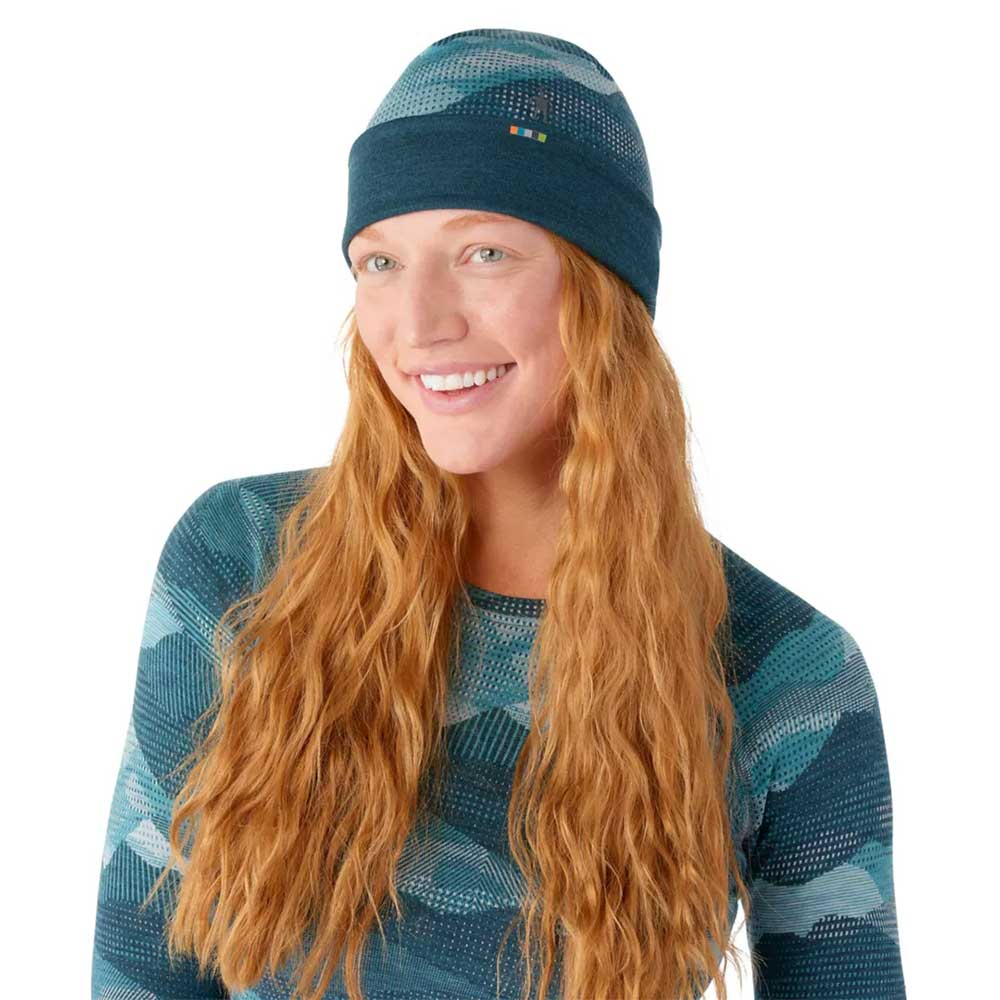 Thermal Merino Reversible Cuffed Beanie - Twilight Blue Mountain Scape