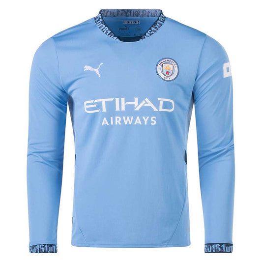 Men's Manchster City FC Home LS Jersey Replica - Team Light Blue/Puma White