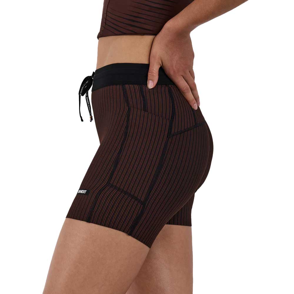 Women's Varigated Striped Cadence 5" Compression Short - Cacao/Bandit Black