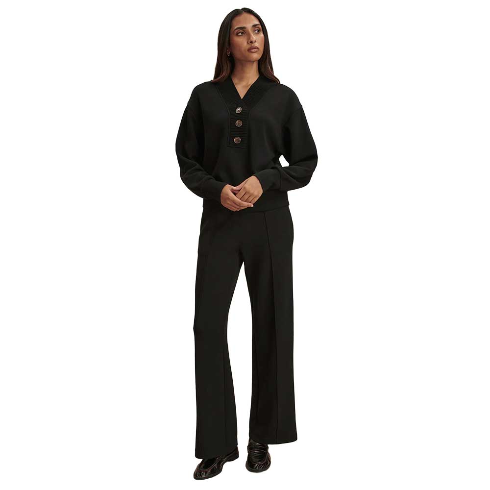 Women's Lucine Button Front Sweat - Black