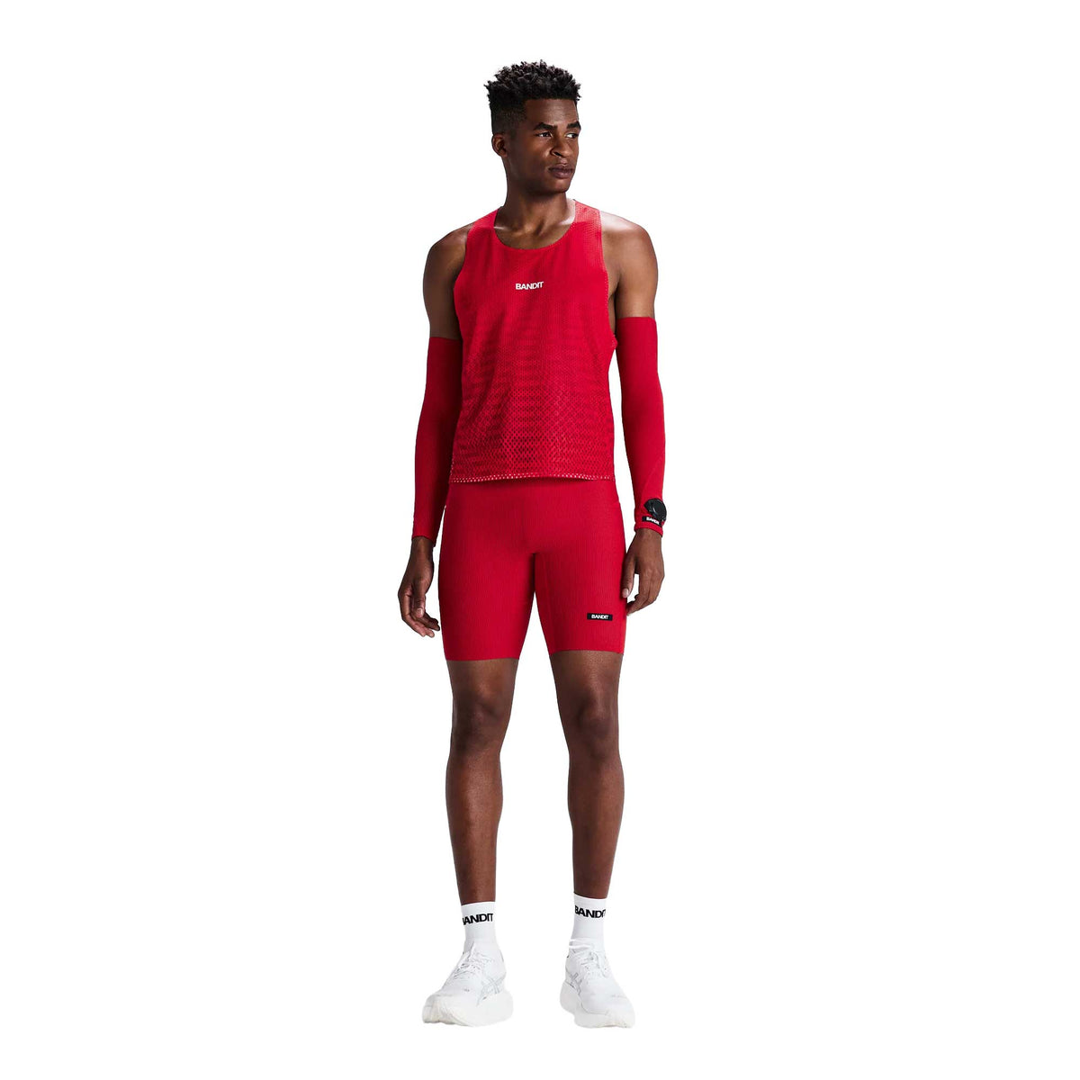 Men's Striped Cadence 1/2 Tights - Oxide Red
