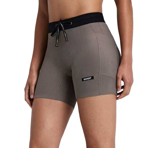 Women's Striped Cadense 5" Compression Short - Cocoa/Concrete Taupe