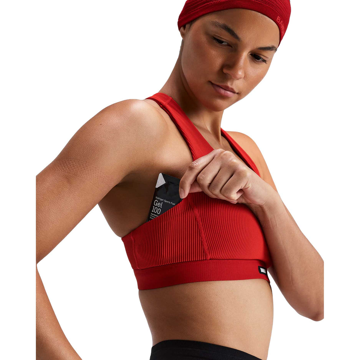 Women's Scoop Neck Stripe Cadence Bra - Oxide Red/Signal Red