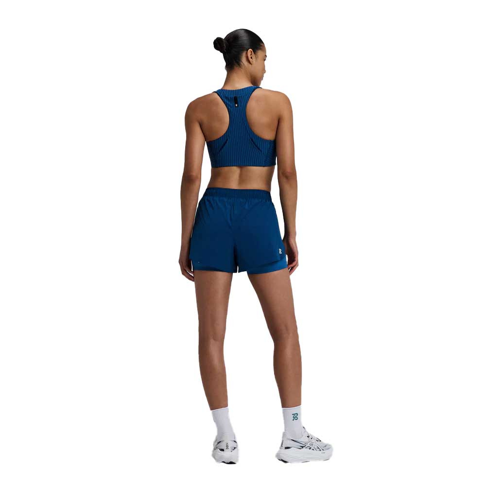 Women's Stamina Crewneck Race Crop w/Contrast Merrow Stitching - Ink Blue/Aegean Wave Print