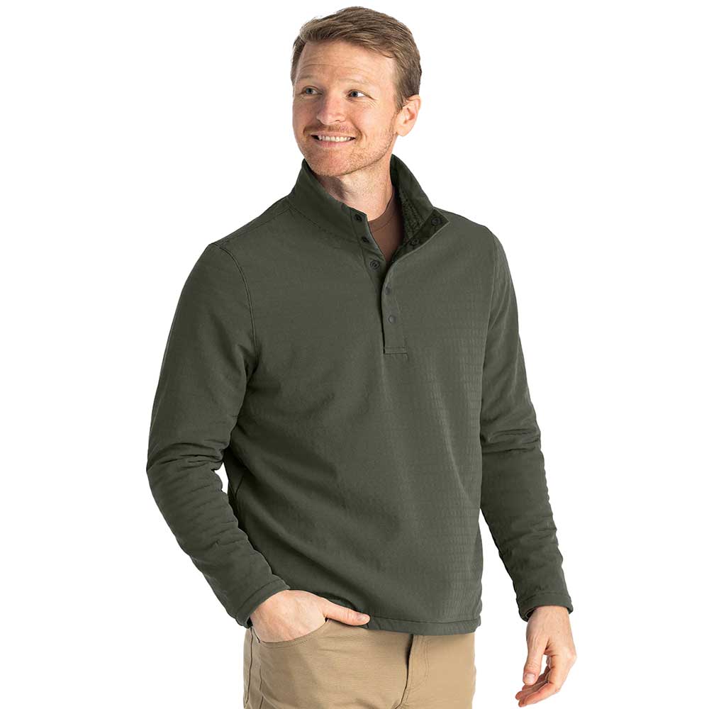 Men's Gridback Fleece Snap Pullover - Dark Olive
