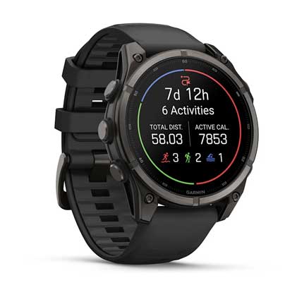 fenix 9, 47mm - Carbon Gray DLC Titanium with Black Silicone Band