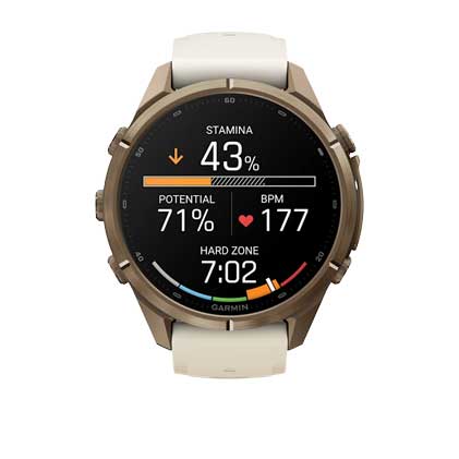fenix 9 Pro, 43mm - Autumn Gold Titanium with Cream/French Gray Silicone Band