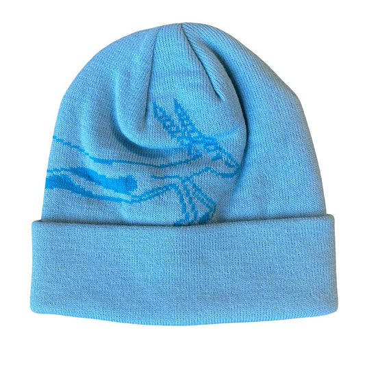 Vintage Gazelle Knit Cuffed Beanie - Light Blue/Blue