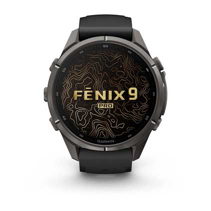 fenix 9 Pro, 47mm - Titanium with Graphite/Black Silicone Band