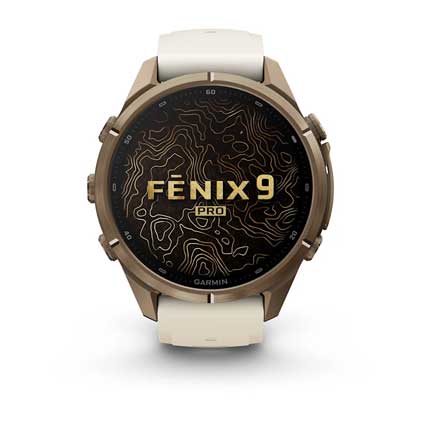 fenix 9 Pro, 43mm - Autumn Gold Titanium with Cream/French Gray Silicone Band