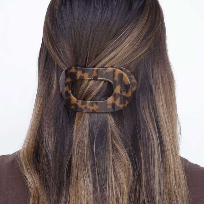 Flat Round Hair Clip Medium - Tortoise
