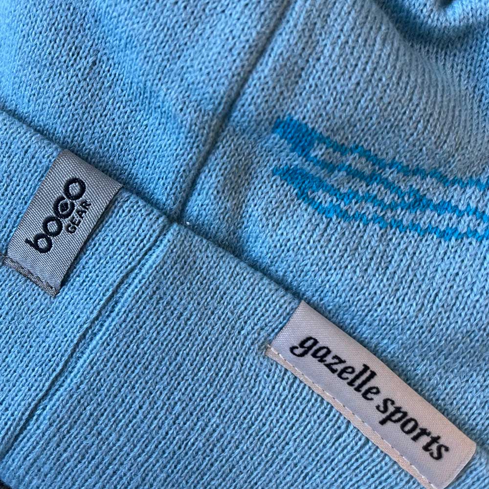Vintage Gazelle Knit Cuffed Beanie - Light Blue/Blue