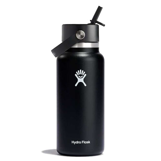 32 oz Wide Mouth with Flex Straw Cap - Black