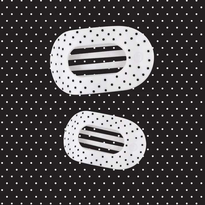 Flat Round Hair Clip Medium - White Polka Dot Party