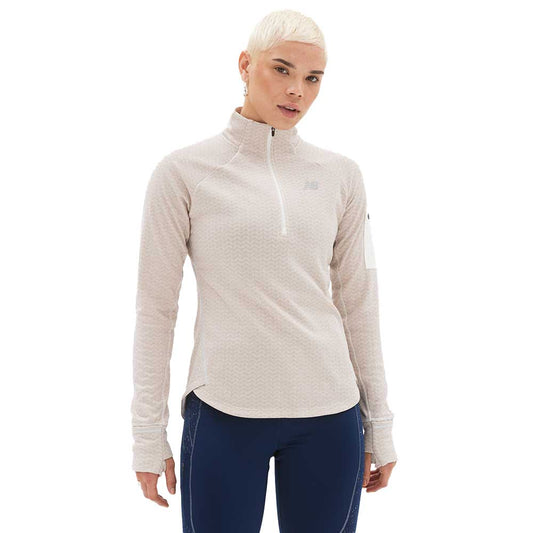 Women's NB Heat Grid Half Zip - Sea Salt Heather