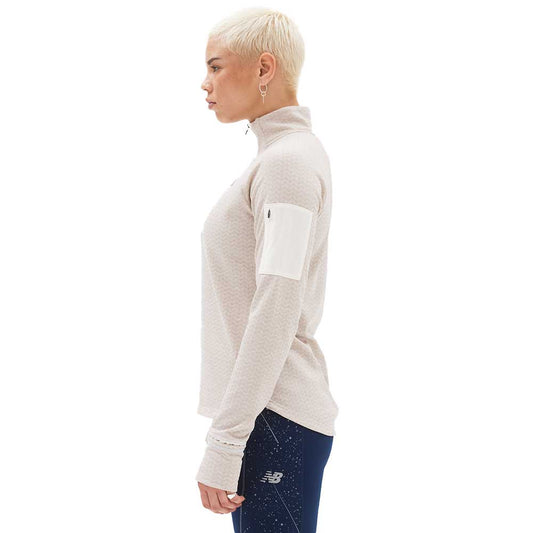 Women's NB Heat Grid Half Zip - Sea Salt Heather