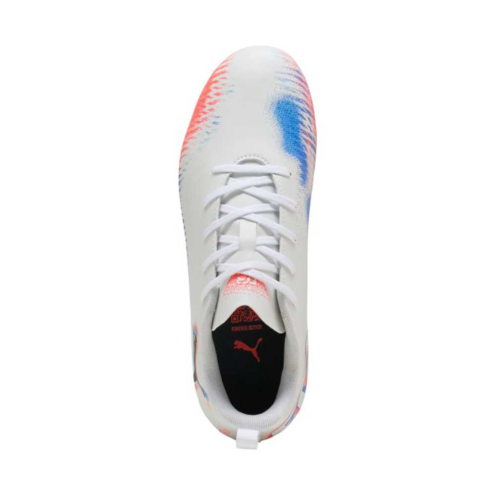 Youth Future 8 Play Match FG/AG Soccer Cleat - Puma White/Puma Black/Glowing Red - Regular (D)