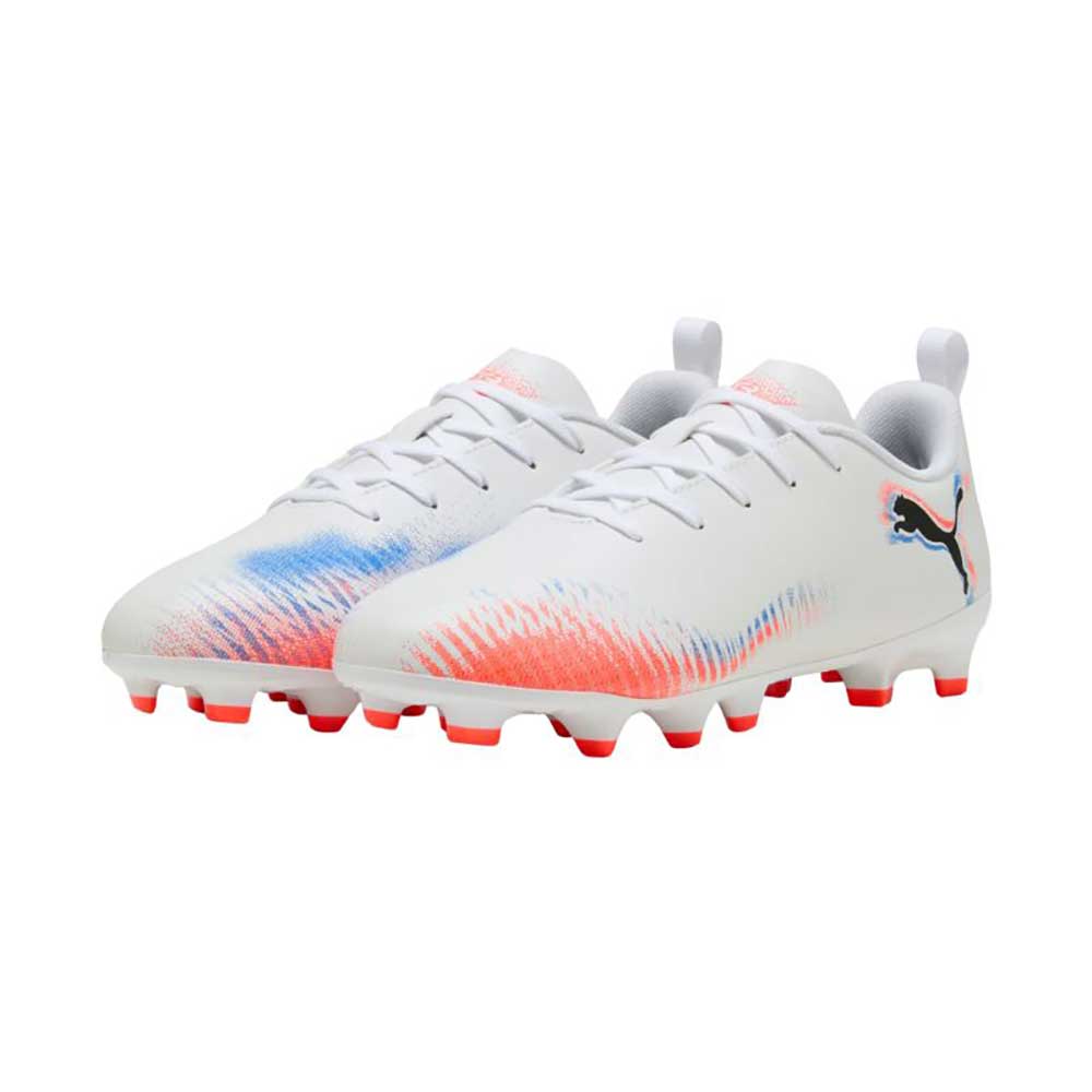 Youth Future 8 Play Match FG/AG Soccer Cleat - Puma White/Puma Black/Glowing Red - Regular (D)