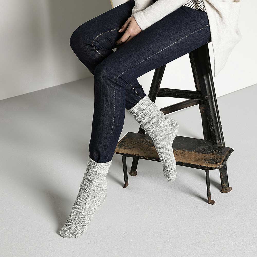 Women's Cotton Slub Socks - Gray / White
