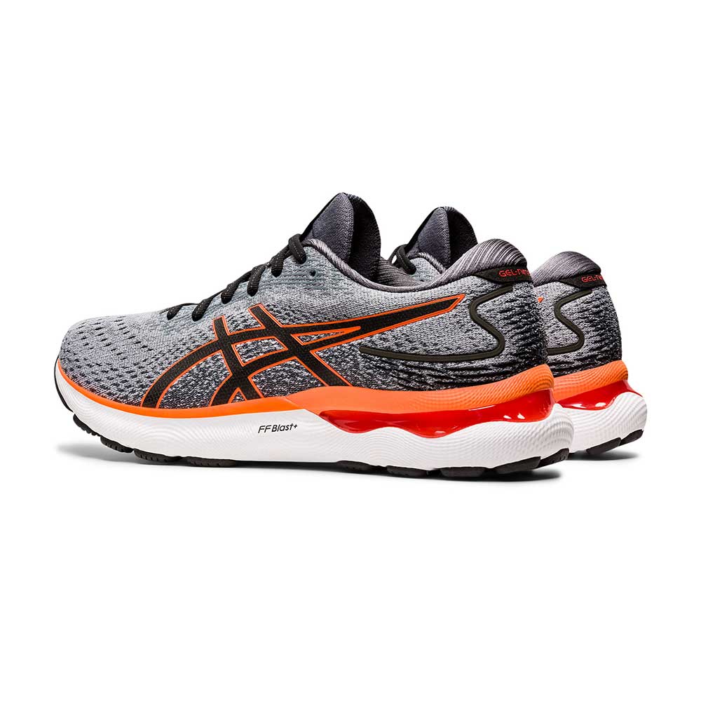 Men's Gel Nimbus 24 Running Shoe - Sheet Rock/Shocking Orange— Regular (D)