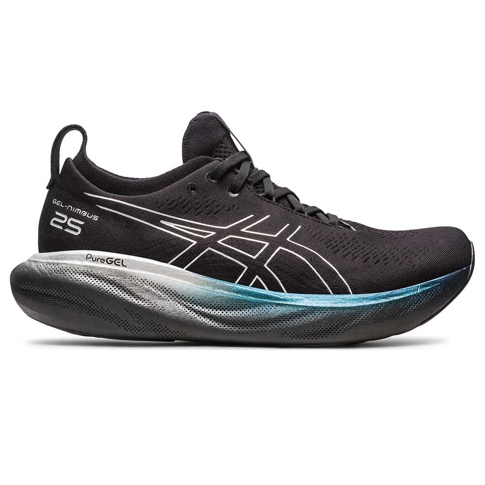 Men's Gel-Nimbus 25 Platinum Running Shoe - Black/Pure Silver - Regular (D)