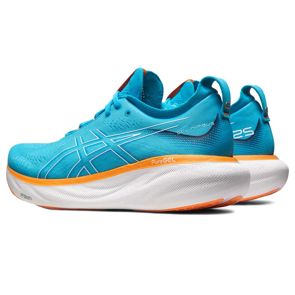 Men's Gel-Nimbus 25 Running Shoe - Island Blue/Sun Peach - Wide (2E)