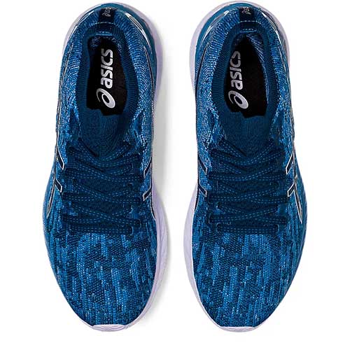  ASICS Women's Gel-Nimbus 23 Knit Running Shoes, 5, Grey  Floss/MAKO Blue
