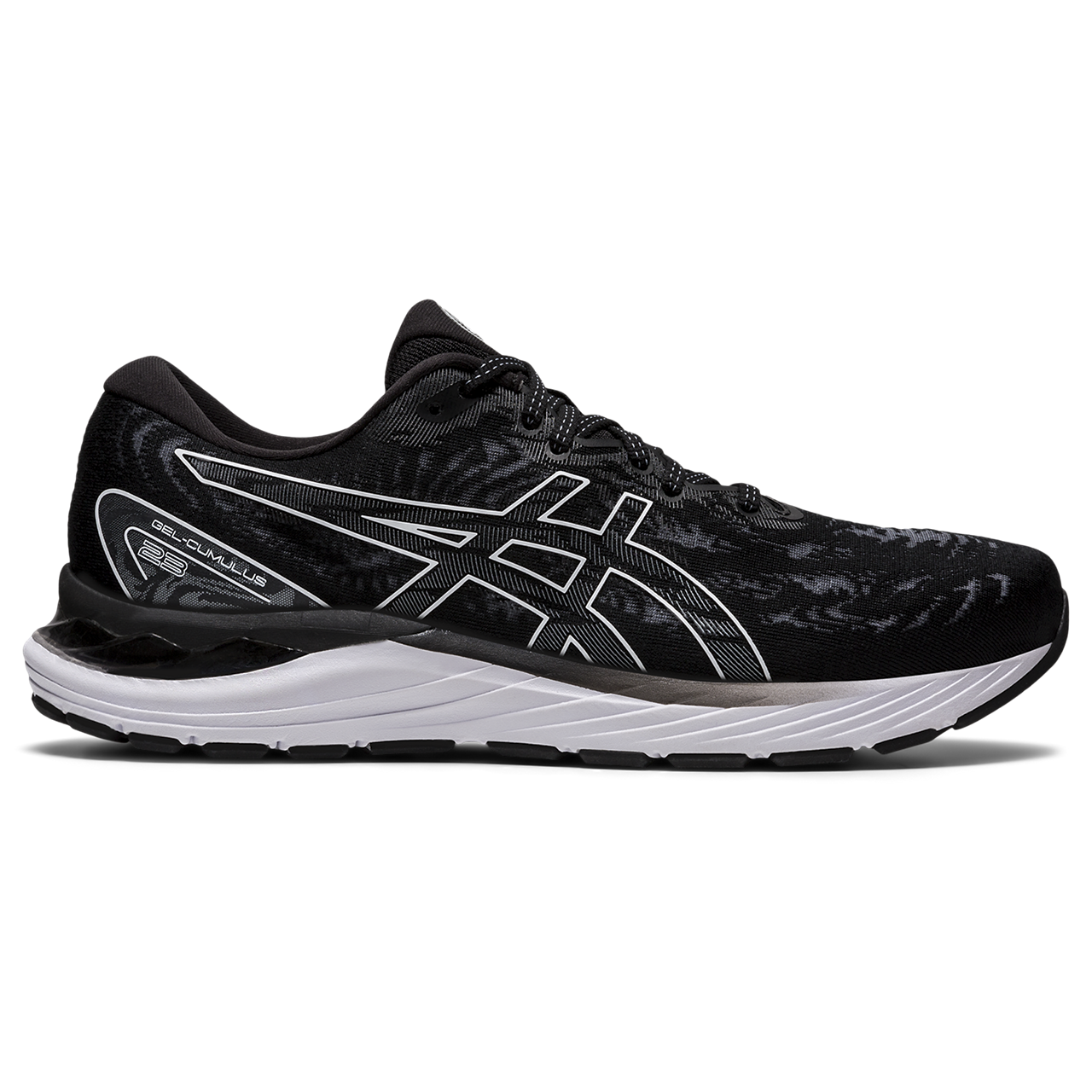 Women's Gel Cumulus 23 Running Shoe- Black/White — Wide (D)