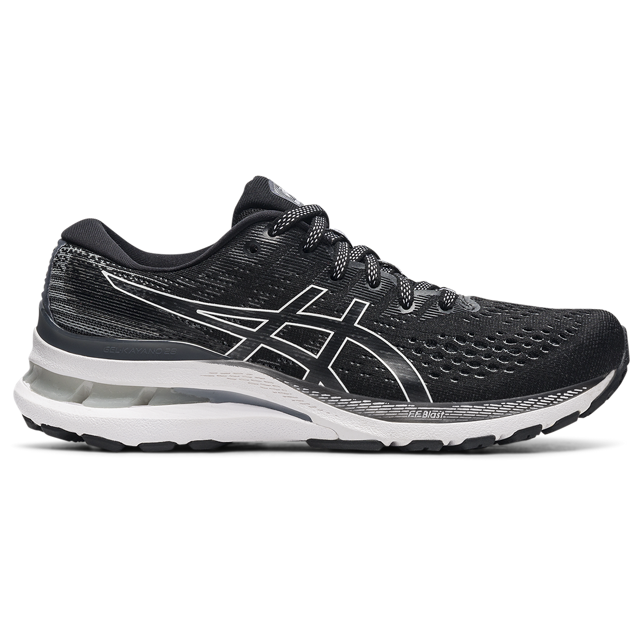 Women's Gel Kayano 28 Running Shoe- Black/White— Wide (D) – Gazelle Sports