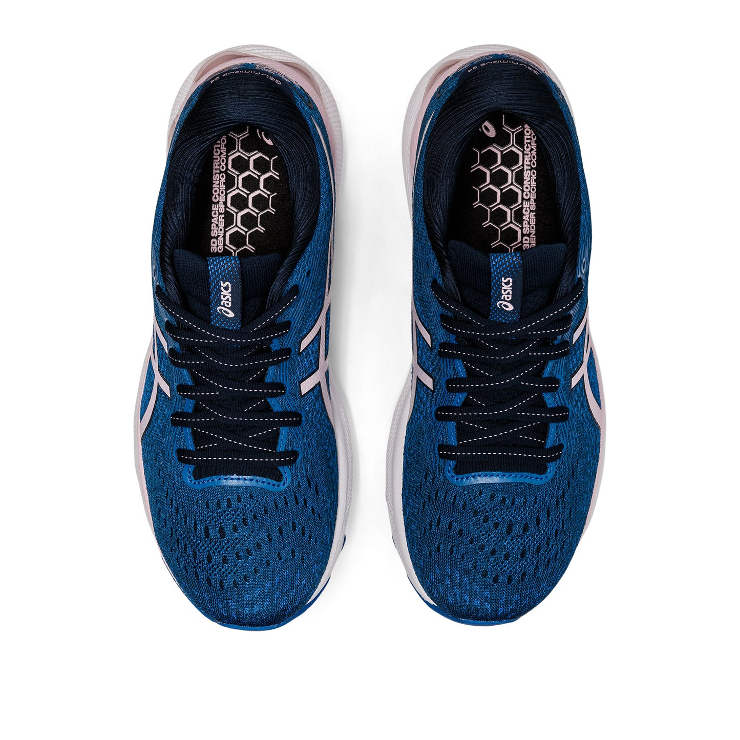 Women's Gel Nimbus 24 Running Shoe - French Blue/Barely Rose— Wide (D)